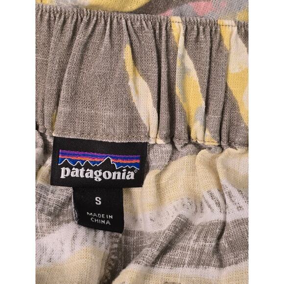 Patagonia Women's Shorts Green Garden Island Palms Tie Front Hemp Tencel size S - Picture 6 of 8
